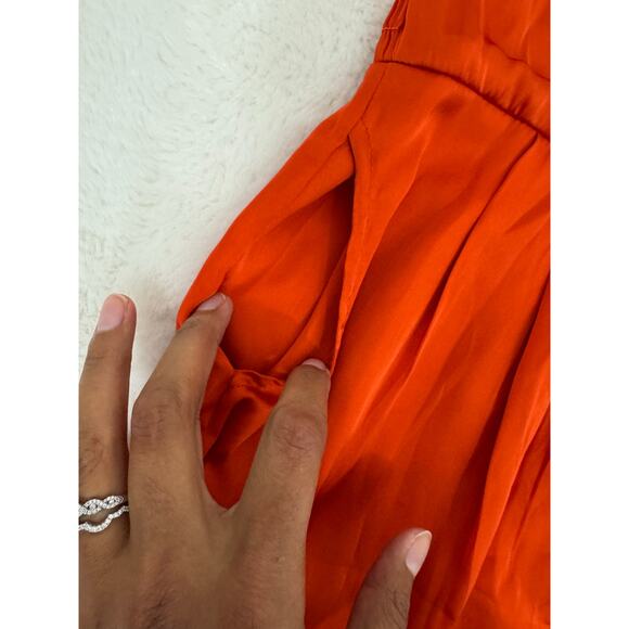 Banana USA Red Strapless Ruffle Romper Jumpsuit w/ Pockets - Size M - Picture 5 of 8